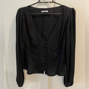 Reformation V-Neck Long Sleeve Blouse